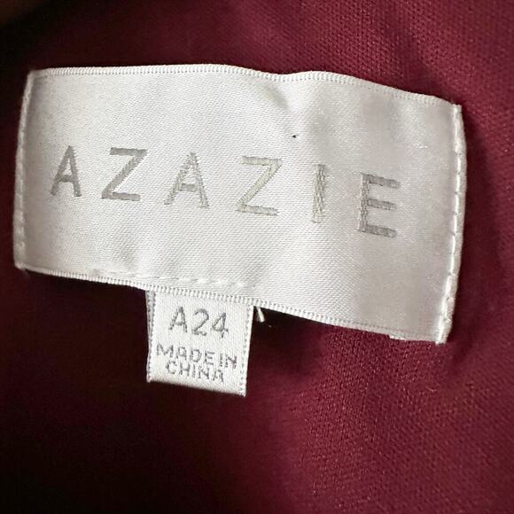 Azazie Viviana Cabernet A-line Fly Away Jewel Neck Dress Women's Plus Size 24 - Picture 8 of 14